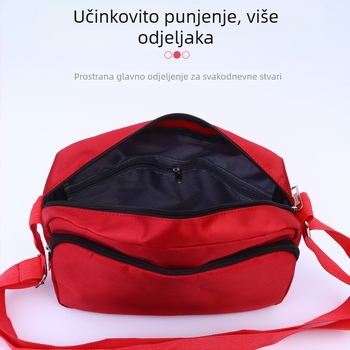 Crossbody torbica od Oxford platna, horizontalni kvadratni oblik, zatvaranje zatvaračem, trodimenzionalni vanjski dio