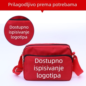 Crossbody torbica od Oxford platna, horizontalni kvadratni oblik, zatvaranje zatvaračem, trodimenzionalni vanjski dio