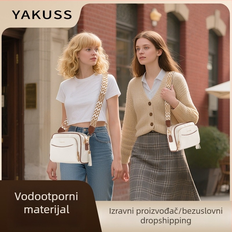 Ženska torbica preko ramena (horizontalnog kvadratnog oblika, PU materijal, zatvaranje zatvaračem, poliester podstava, jedna naramenica)