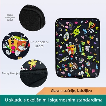 Torba za prijenosno računalo s otpornošću na udarce od diving materijala, poliester podstava, gradski minimalistički stil, uzorak s figurom, kompatibilna s laptopom i tabletom