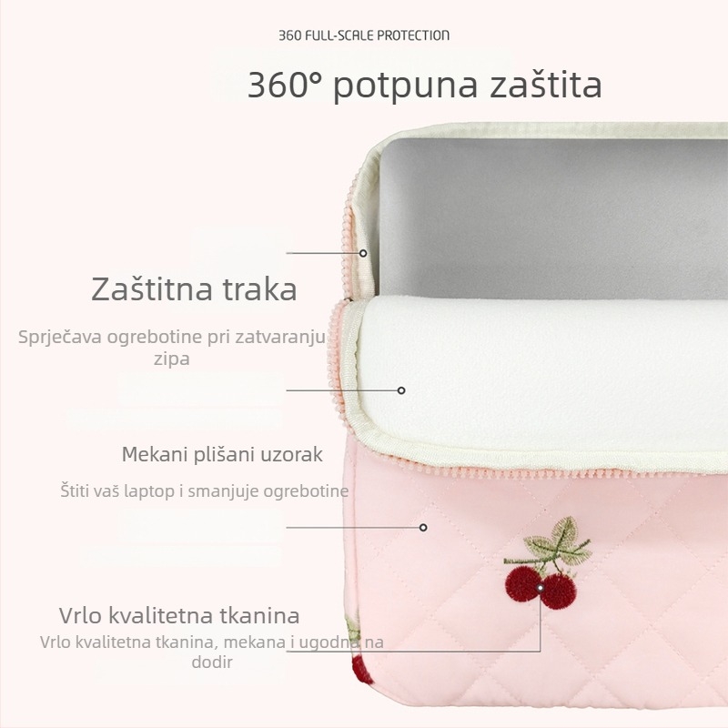 VALUEWIN torbica za tablet s vezenom trešnjom, uzorak voća, vanjska i podstava od poliestera