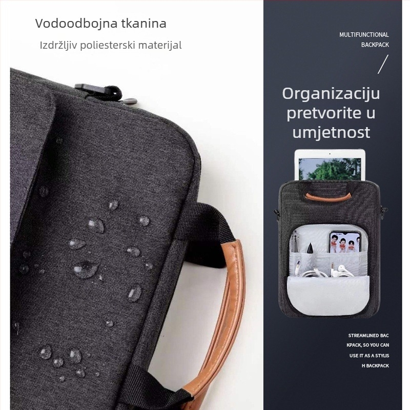 Torba za prijenosno računalo - vodootporna i otporna na habanje, poliester, unisex, s naramenicom
