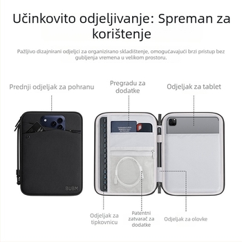Futrola za tablet – vodootporna, prozračna, višestruka namjena; Oxford platno, zatvarač, mek držač, stil clutch, gradski minimalizam