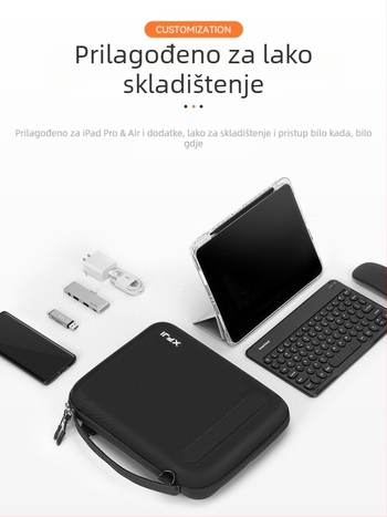 XFJI Torbica za tablet s tvrdim kućištem, Oxford tkanina, protiseizamska zaštita, proširivi kapacitet, flanelni podstava