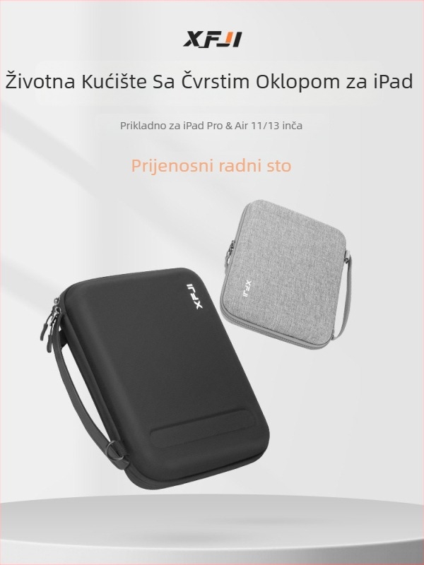 XFJI Torbica za tablet s tvrdim kućištem, Oxford tkanina, protiseizamska zaštita, proširivi kapacitet, flanelni podstava