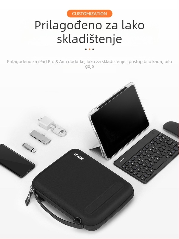 XFJI Torbica za tablet s tvrdim kućištem, Oxford tkanina, protiseizamska zaštita, proširivi kapacitet, flanelni podstava