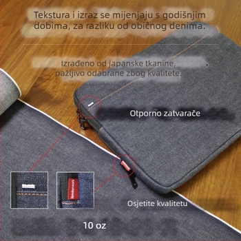 Denim torbica za tablet s velikom kapacitetom, višefunkcionalna, poliester podstava — unisex, jesen 2023