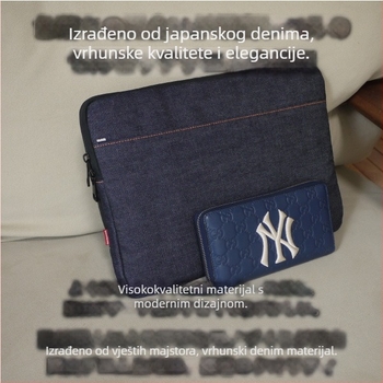 Denim torbica za tablet s velikom kapacitetom, višefunkcionalna, poliester podstava — unisex, jesen 2023