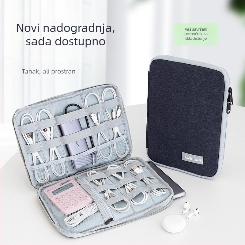 Vodootporna torba od Oxford platna za kabelske dodatke, power banku i tablet (Poliester podstava • Unisex • Urban minimalist dizajn)