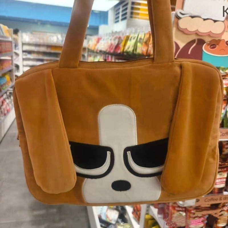 Dsyqcyp torba preko ramena za prijenosno računalo, od pliš materijala, uzorak životinja u karikaturi, podstava od poliester, unisex