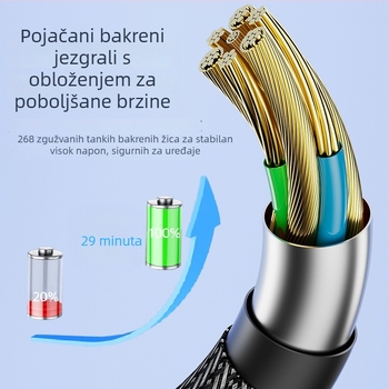 Xingkaisheng 3-u-1 pleteni USB kabel za brzo punjenje Lightning, Micro USB i Type-C, 100W, TPE materijal