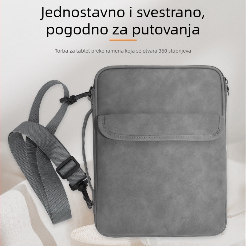 PU materijal tablet torba, velika kapaciteta, crossbody remen i ručna drška, otporna na udarce i vodootporna, prijenosna
