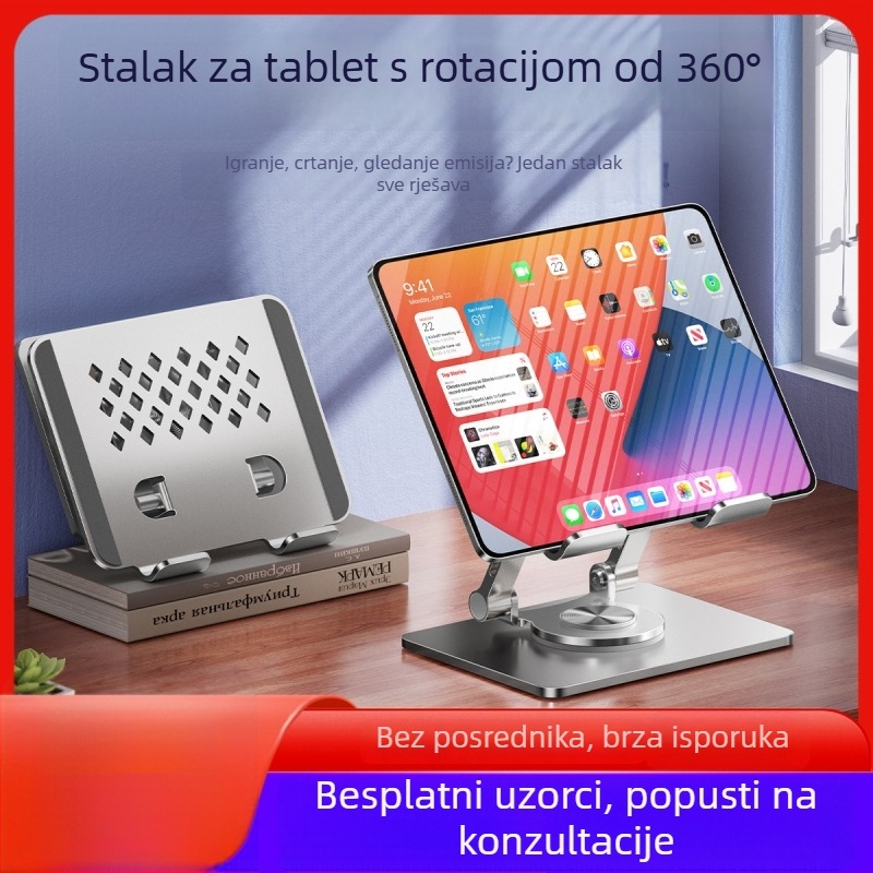 Držač za tablet J50 – metalni, 360° rotacija, prilagodljiv, kompatibilan s modelima iPad/iPhone, težina 495 g