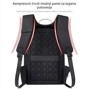 Ruksak s protivkrađnim sustavom, prozračan, vodootporan, otporan na habanje, USB priključak za punjenje; unutarnji džepovi za prijenosno računalo/tablet/iPad