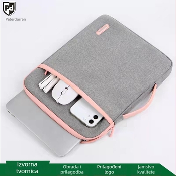 Zaštitna torba za notebook s mekim držačem, poliester, zatvarač, vodootporna i otporna na habanje, zaštita od udara, unutarnja tamno mrežasta podstava, za poslovna putovanja.