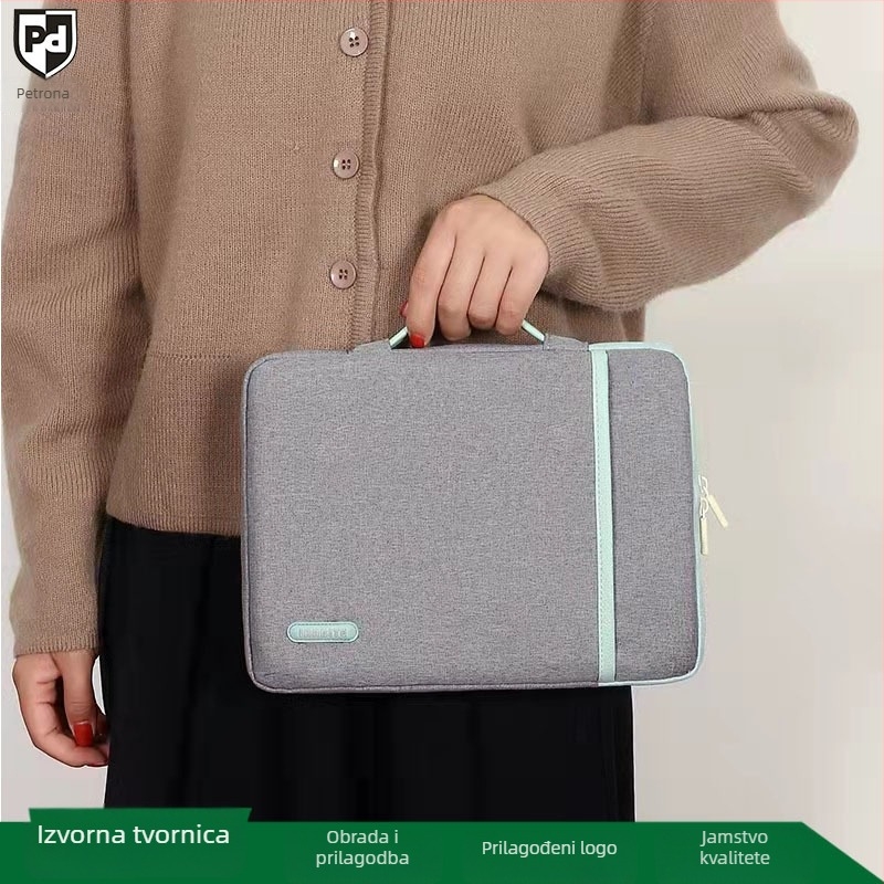 Zaštitna torba za notebook s mekim držačem, poliester, zatvarač, vodootporna i otporna na habanje, zaštita od udara, unutarnja tamno mrežasta podstava, za poslovna putovanja.