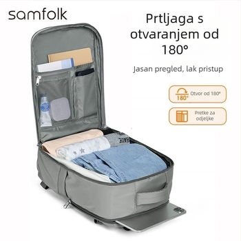 SAMFOLK ruksak za putovanja i poslovno korištenje, velik kapacitet, za 15-inčni prijenosnik, tkanina (Brand SAMFOLK; Laptop: 15-inča; Materijal: Tekstil; Spol: Muškarac)