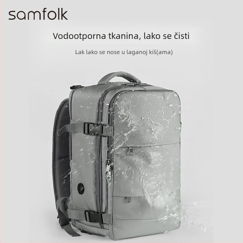 SAMFOLK ruksak za putovanja i poslovno korištenje, velik kapacitet, za 15-inčni prijenosnik, tkanina (Brand SAMFOLK; Laptop: 15-inča; Materijal: Tekstil; Spol: Muškarac)