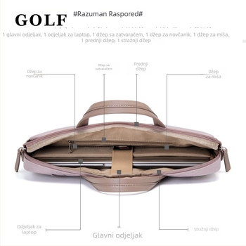 GOLF Torba za laptop s unutarnjom džepom, otporan materijal (tkanina/sintetička koža), velika kapaciteta, nošenje preko ramena i crossbody