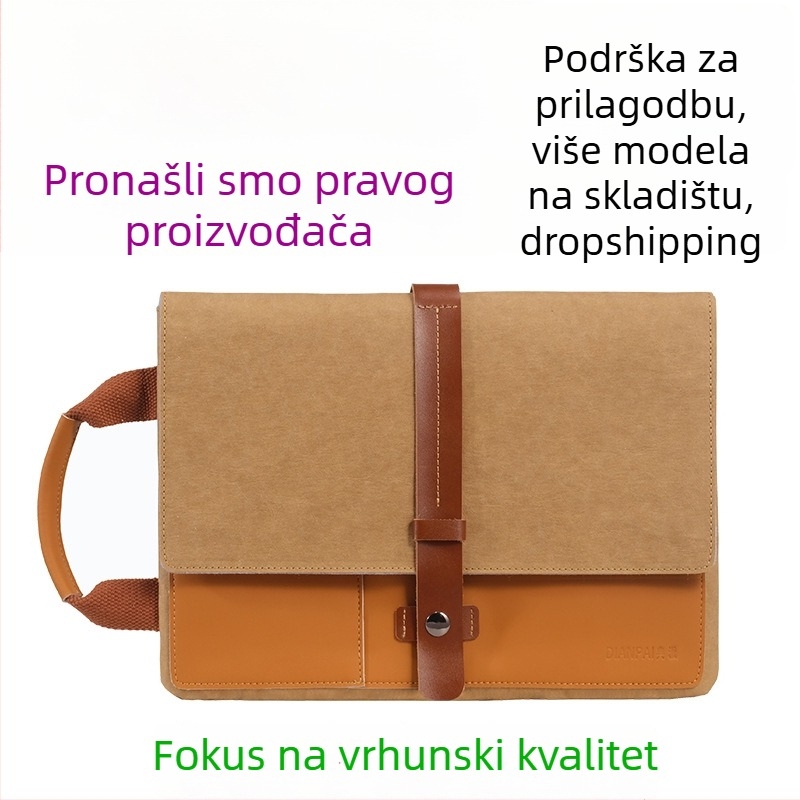 Unutarnja torbica za laptop s kraft papirom i mikrovlaknom; ultra lagana, otporna na habanje i udarce; jednobojni uzorak, filc podstava