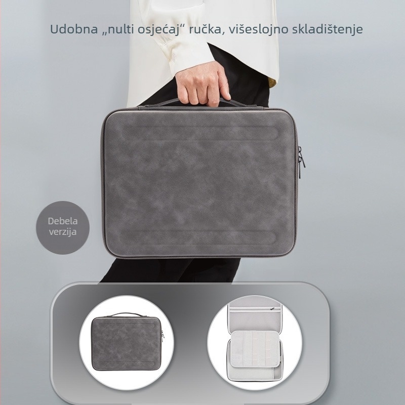 PU koža s teksturom ovčje kože i EVA tvrdi kućište, višenamjenska torba za prijenosno računalo 14–16 inča, otporna na padove i prskanje vode, unutarnja navlaka za laptop