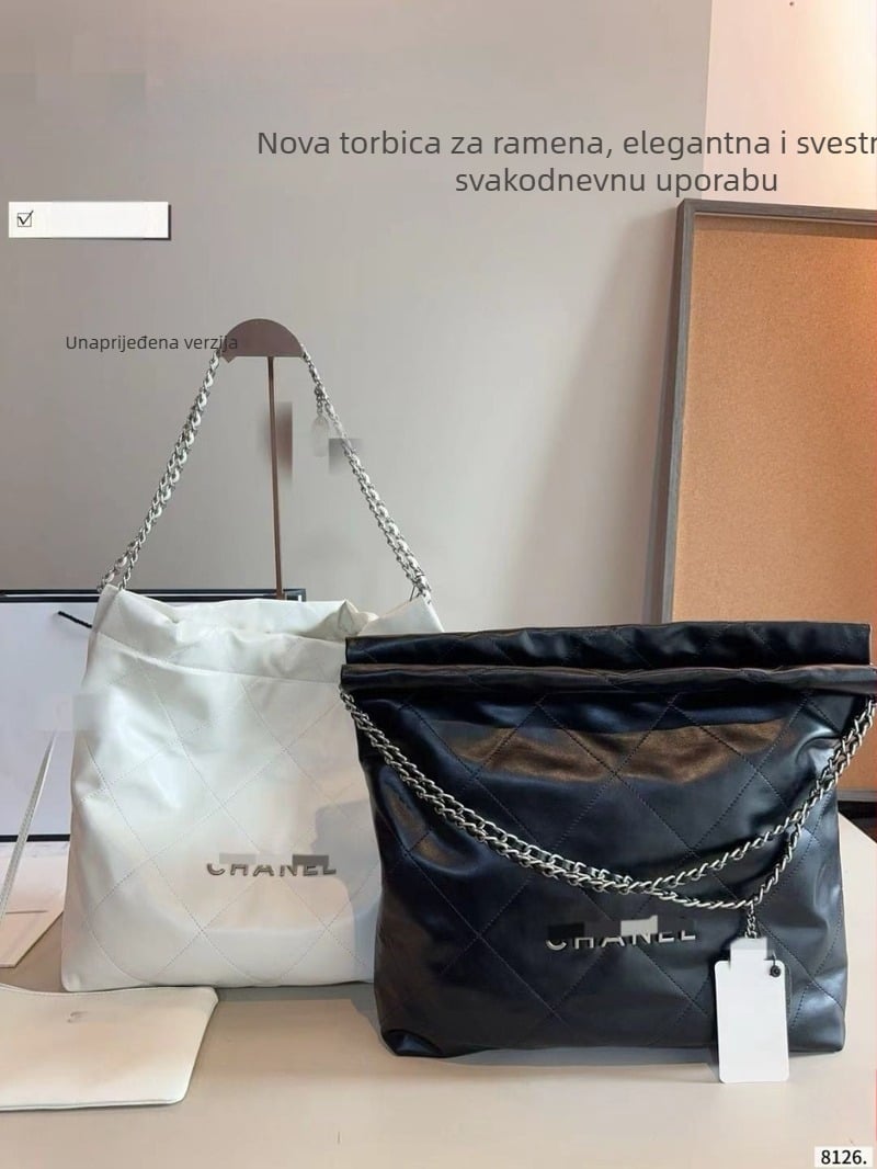 Torba tote u uličnoj modi, od prave kože, dijamantno štepana, velika kapaciteta, Oxford podstava