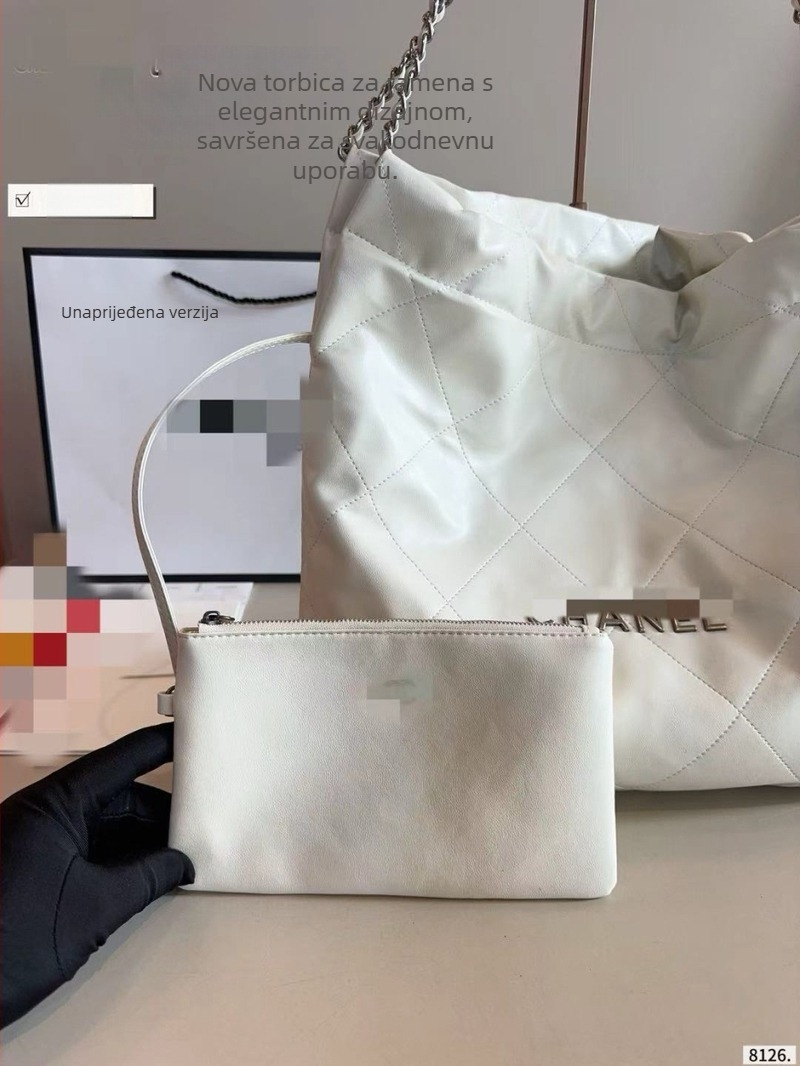 Torba tote u uličnoj modi, od prave kože, dijamantno štepana, velika kapaciteta, Oxford podstava