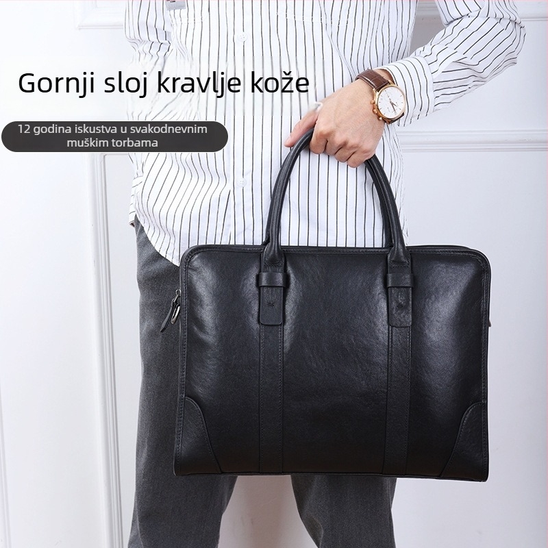 Kožna torba za laptop Cafen kelvri — koža gornjeg sloja, vodootporna, ultralaka, otporna na habanje, proširiva