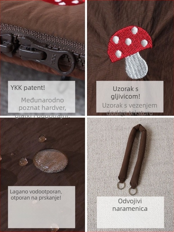 Torba za laptop s izvezenim gljivama - super lagana; geometrijski uzorak; vanjski i podstava od poliestera; svjež i sladak stil