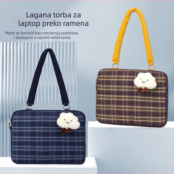 Torba preko ramena za prijenosno računalo sa škotskim kariranim uzorkom, retro stil, unutarnji pretinac za uređaje od 10/13/16 inča