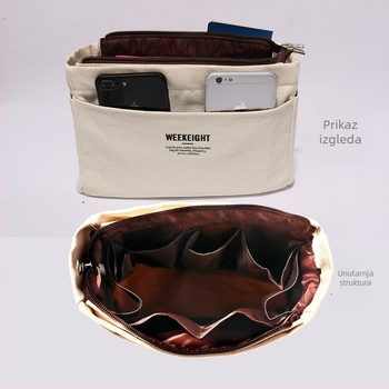 Platnena tote torba sa zatvaračem i unutarnjim džepom na zip, donjom podlogom, unutarnjim pretincima, mekanom ručkom i poliester podstavom.