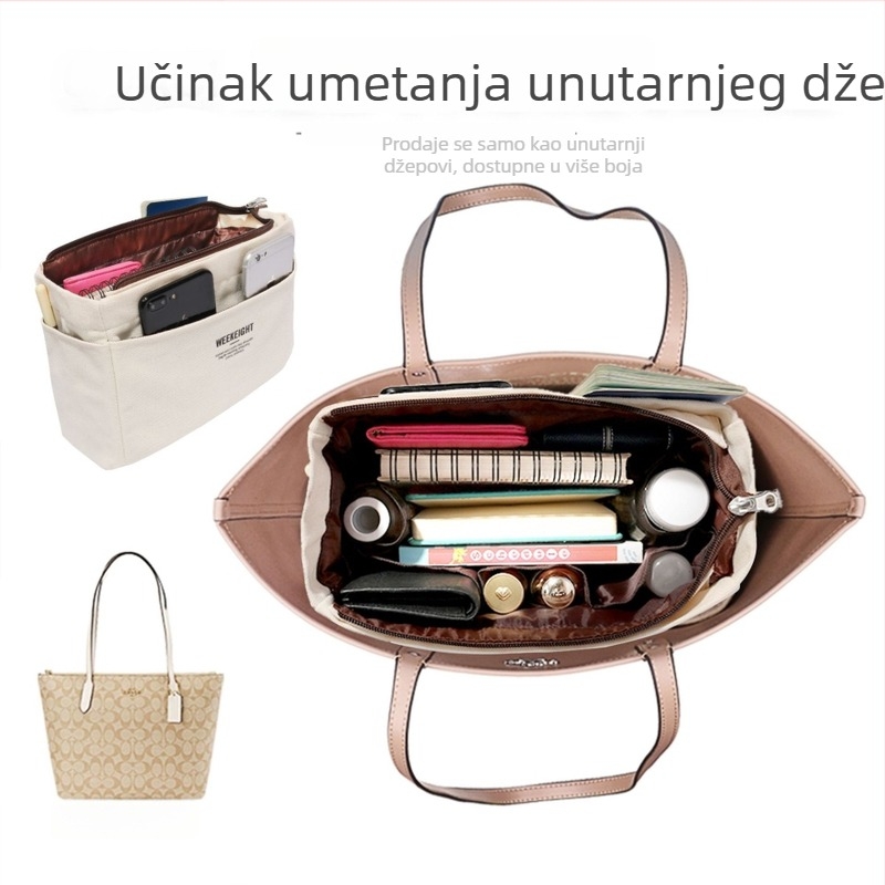 Platnena tote torba sa zatvaračem i unutarnjim džepom na zip, donjom podlogom, unutarnjim pretincima, mekanom ručkom i poliester podstavom.