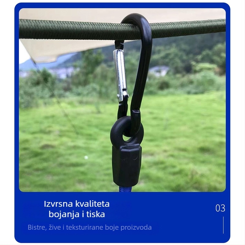Fiksni pojas s elastičnom užicom i kopčom za šatore i prtljagu, polipropilen, nosivost 50