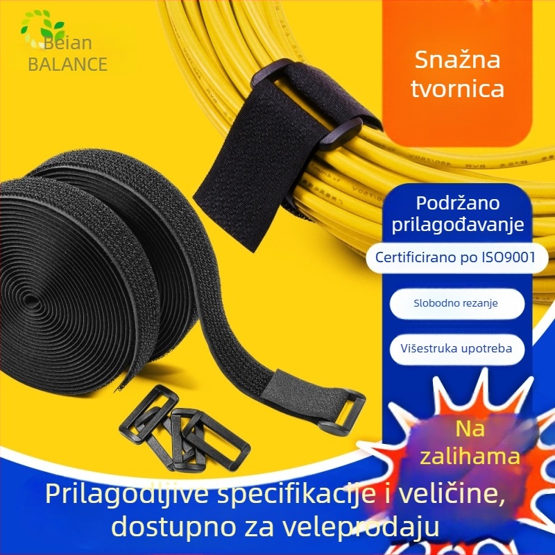 Najlon bend za zatezanje s Hook-and-Loop kopčom i kvadratnom kopčom, za upravljanje kabelima, mješavina najlona i poliestera, Bain