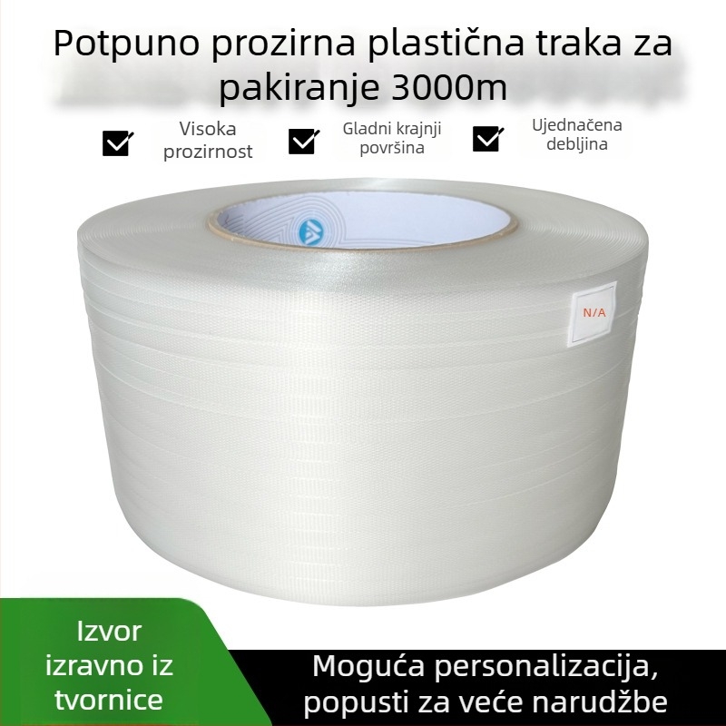 Strojna pakirna traka, PP 11045, debljina 0,45–0,5 mm, snaga naprezanja 100 kg, težina 8,1 kg