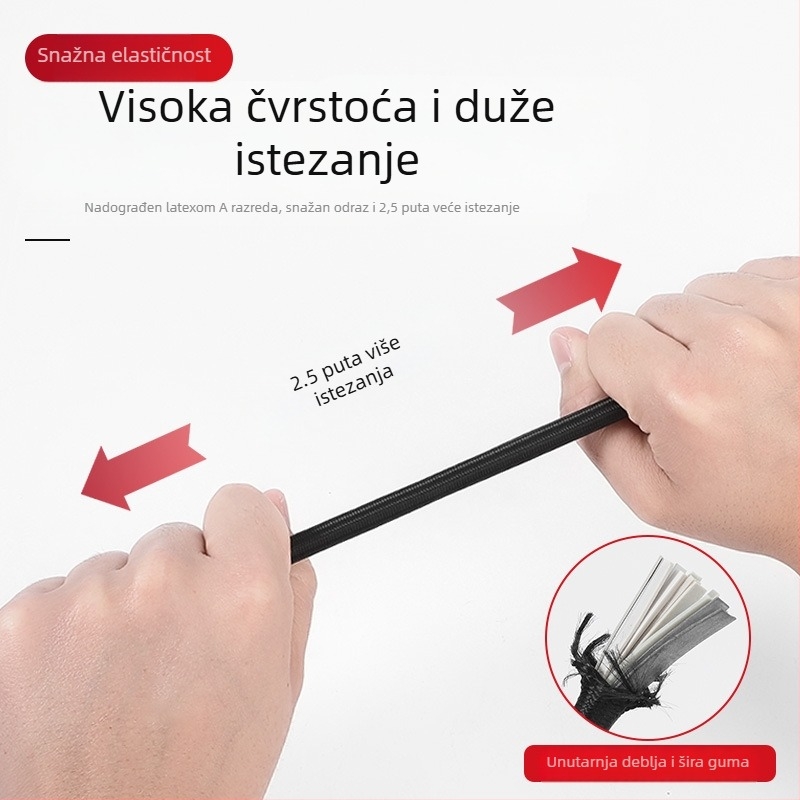 Elastično pričvrsno uže, visokokvalitetna poliesterska vlakna + koža, za osiguravanje prtljage