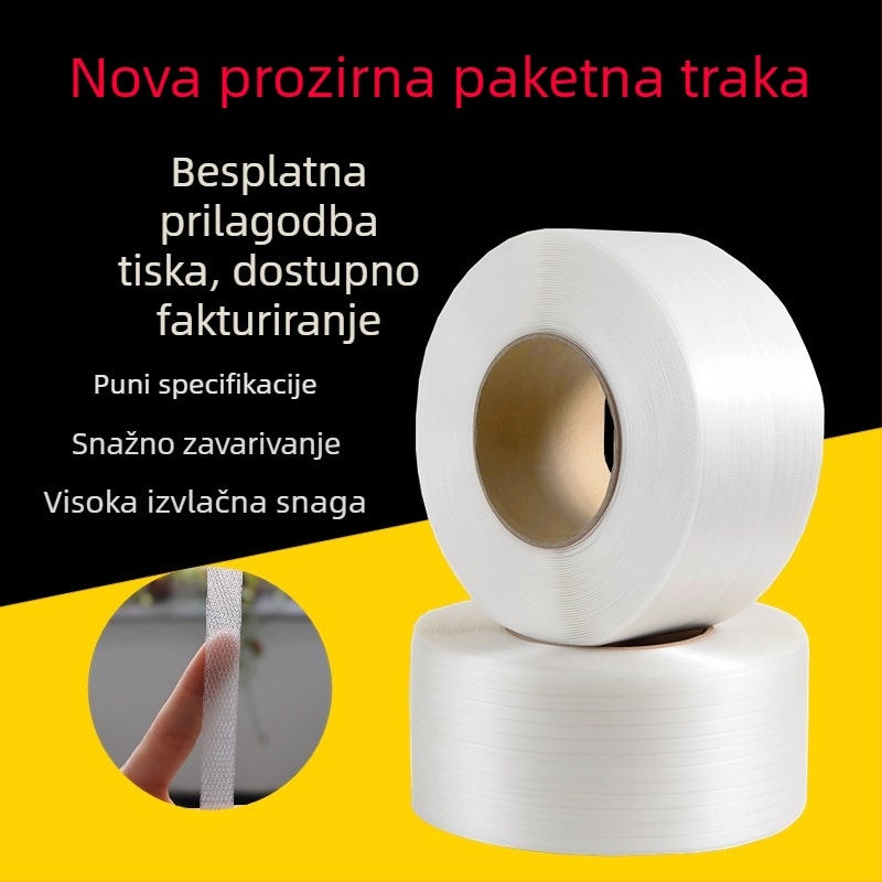 Polipropilenska vezujuća traka (Tip: trake za vezivanje; Naprezanje: 150 kg; Težina: 10 kg; Primjena: pakiranje odjeće, spajanje građevinskih materijala, uredska oprema)