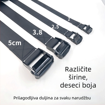 Pojas s kopčom od cinkove legure, najlonsko-poliesterskom trakom, auto učvršivanje i vanjski kaiševi, podesivi