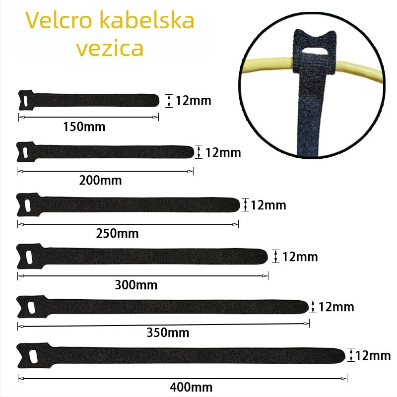 Velcro traka za kabelske vrpce, samoljepljiva organizacija i upravljanje kabelima