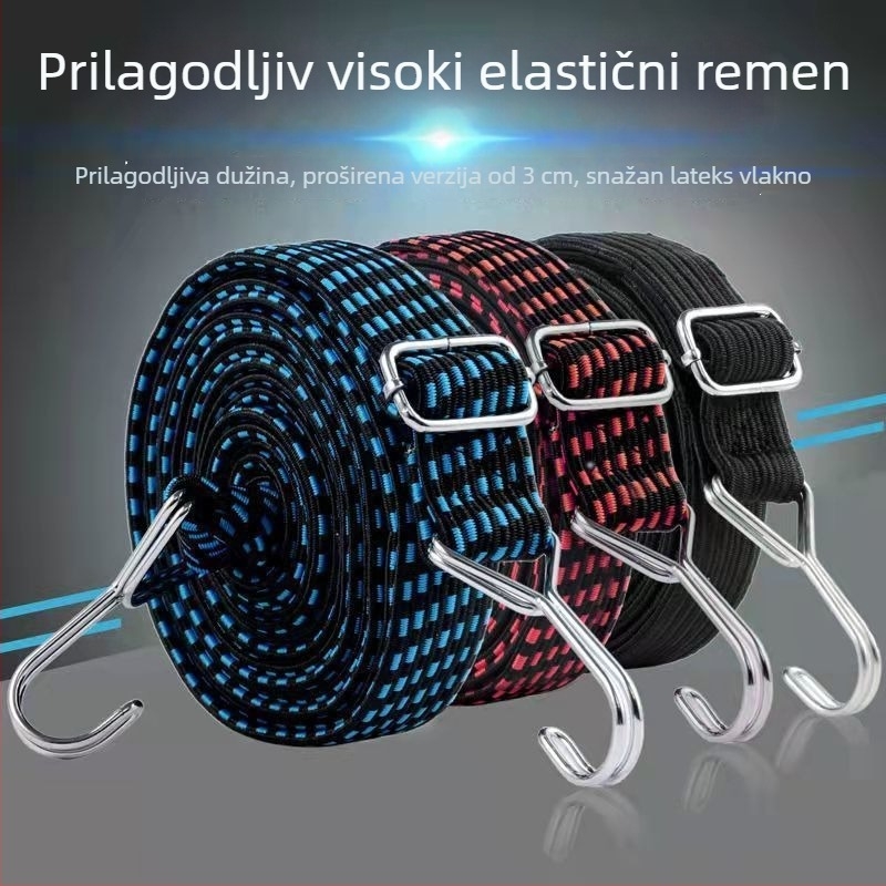 Remen za vezivanje motocikla i tereta – podesiva duljina, širok i debeo, superelastična gumena užad