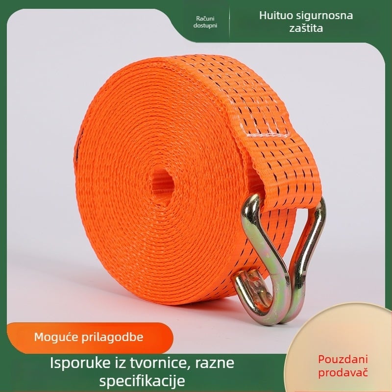 Poliesterski remen za pričvršćivanje s dvostrukim kukama za prtljagu i kamione, glatka površina, prilagodljive opcije