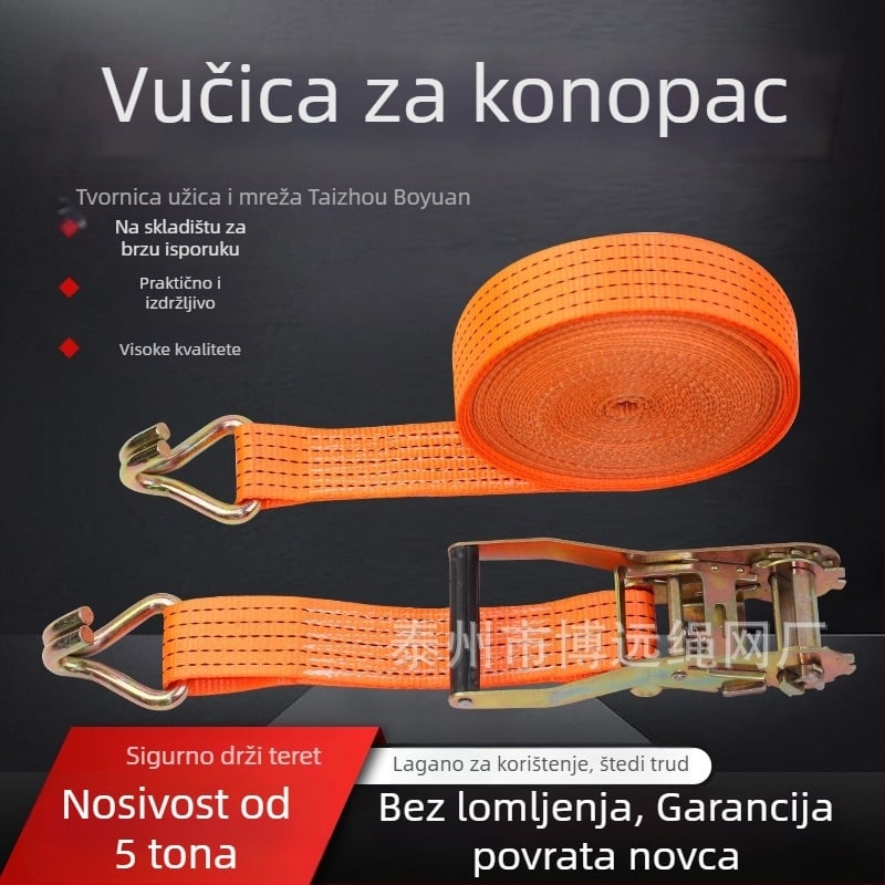 Remen za pričvršćivanje od visokokvalitetnog poliestera s dvostrukim kukama za fiksiranje tereta