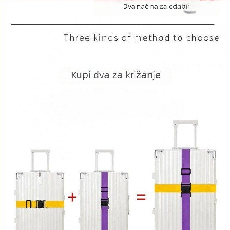 Remeni za prtljagu za putovanje – ojačani kaiš s križnim zaključavanjem za kufere (Materijal: Corduroy; Uzorak: See details; Funkcija: Other)