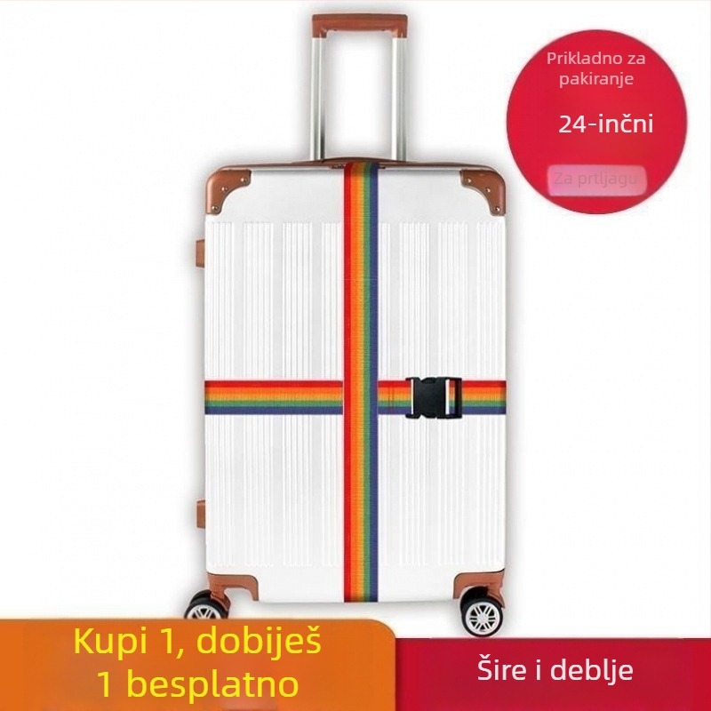Remeni za prtljagu za putovanje – ojačani kaiš s križnim zaključavanjem za kufere (Materijal: Corduroy; Uzorak: See details; Funkcija: Other)