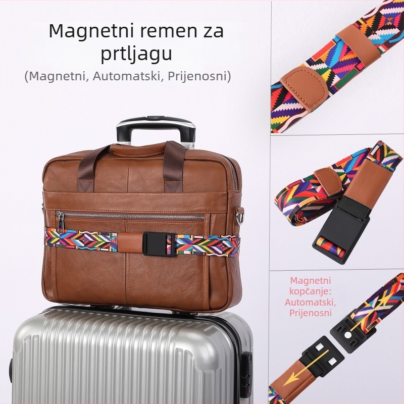 Remen za prtljagu s prugastim uzorkom, poliester, proširiv, smanjenje tereta