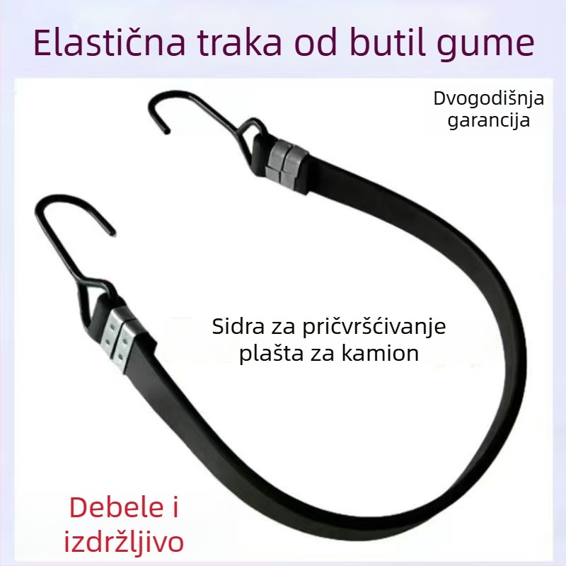 Elastične vezice za pričvršćivanje platna kamiona; visoka elastičnost, izdržljive (Materijal: butilna guma; Nosivost: 10 kg; Marka: Hanko)