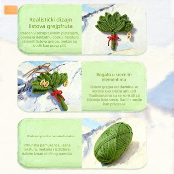 Ručni pleteni privjesak za ključeve s listom grejpfruta, vuneni, pastoralni stil