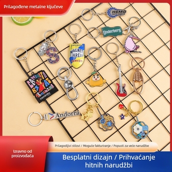 Metalni ključni lančić, ručno oslikan, karikatura u posebnom obliku, moderni umjetnički stil