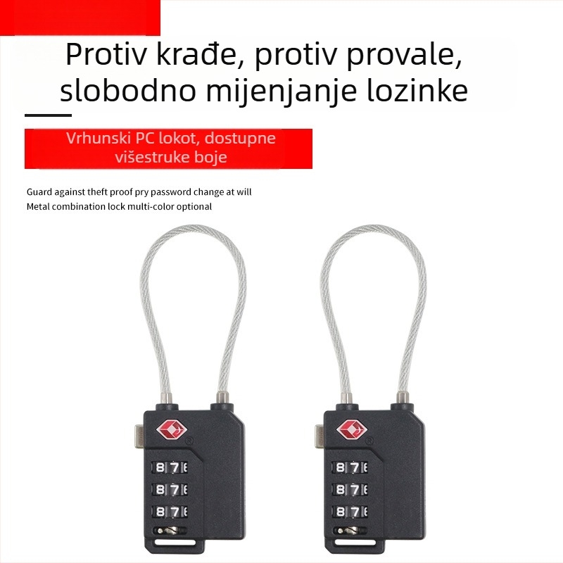 3-znamenkasti mehanički lokot s prilagodljivom lozinkom, PC tijelo, TSA21100, promjer žice 3 mm