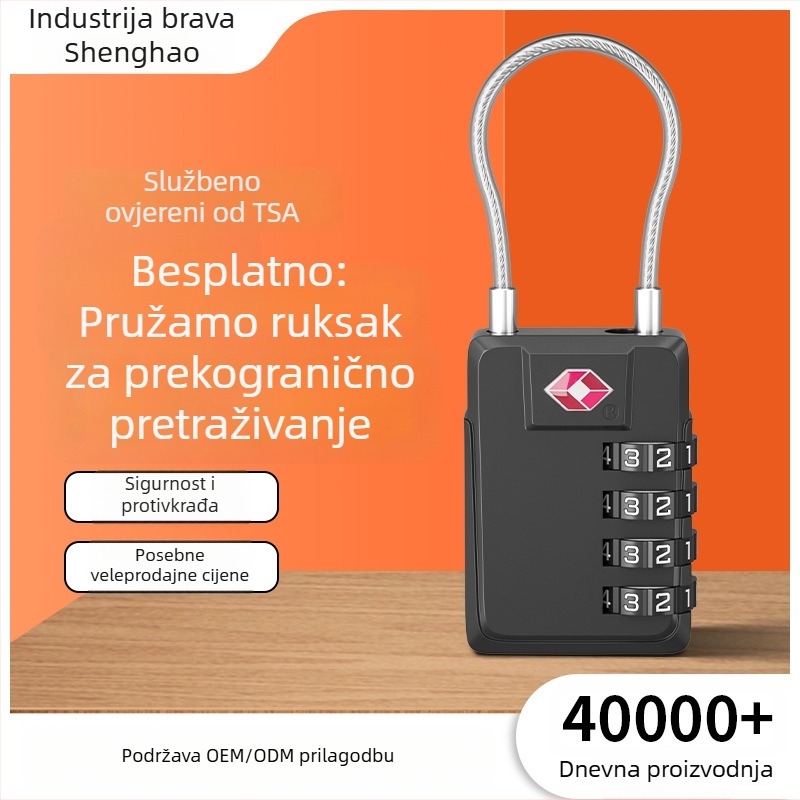 CJSJ TSA544 digitalni kabelni lokot za prtljagu – cinkovog legura, digitalni tip, debljina zaključnog štapa 3 mm, razmak štapova 15 mm